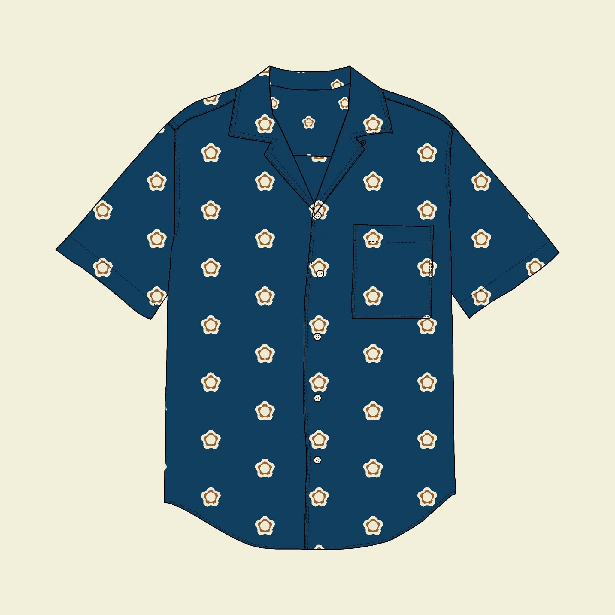 Camp Collar Shirt Kit - Bold Rosette Dark Blue