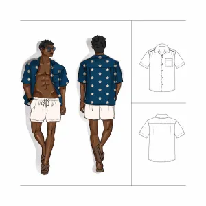 Camp Collar Shirt Kit - Bold Rosette Dark Blue