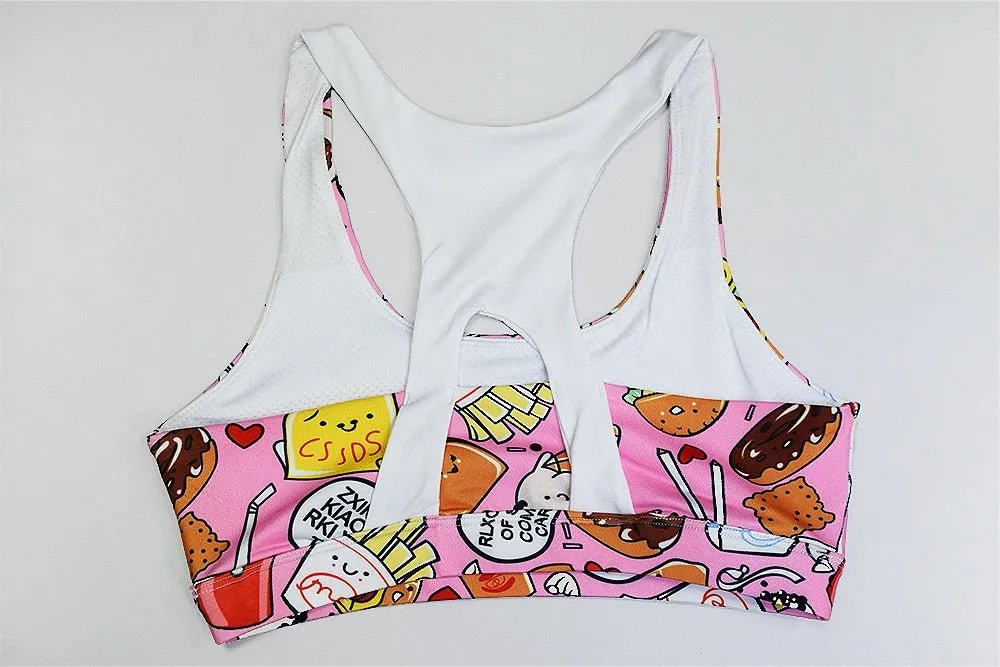 Cartoon Print Yoga Fitness Suits Tank Crop Top High Waist Pants Sportswear Fitness Tracksuit Running Sports Gym Workout Clothes