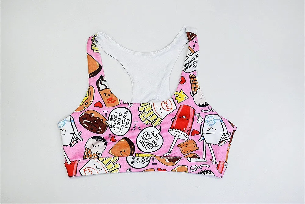 Cartoon Print Yoga Fitness Suits Tank Crop Top High Waist Pants Sportswear Fitness Tracksuit Running Sports Gym Workout Clothes