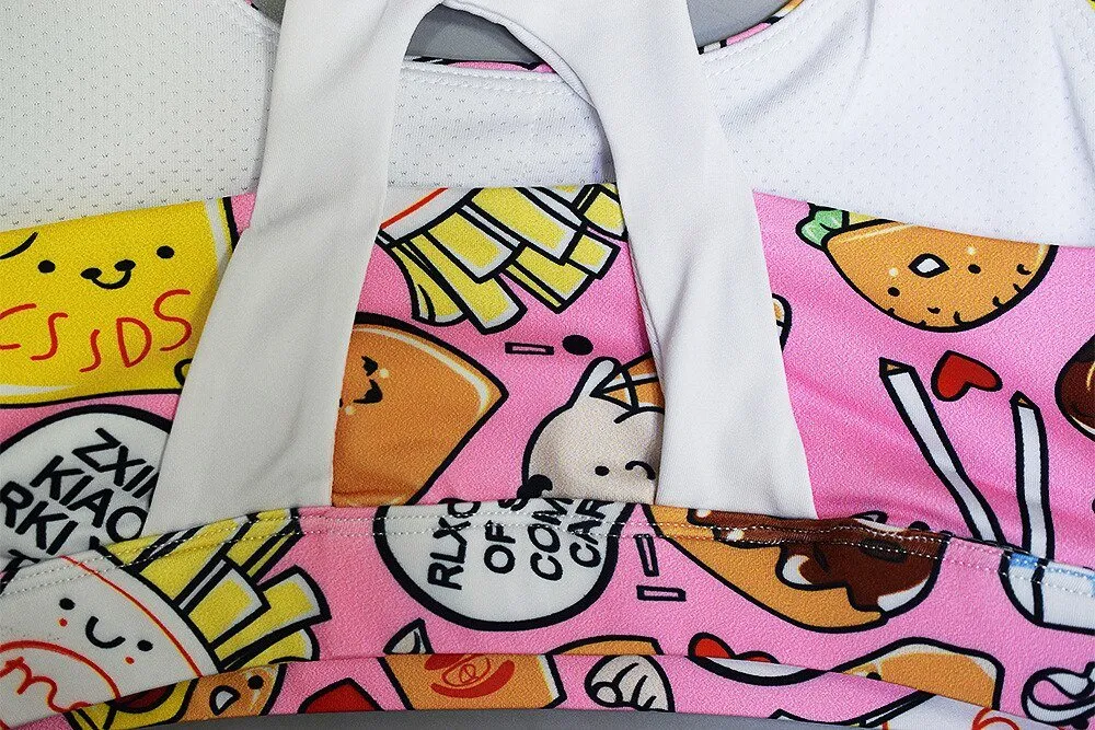 Cartoon Print Yoga Fitness Suits Tank Crop Top High Waist Pants Sportswear Fitness Tracksuit Running Sports Gym Workout Clothes