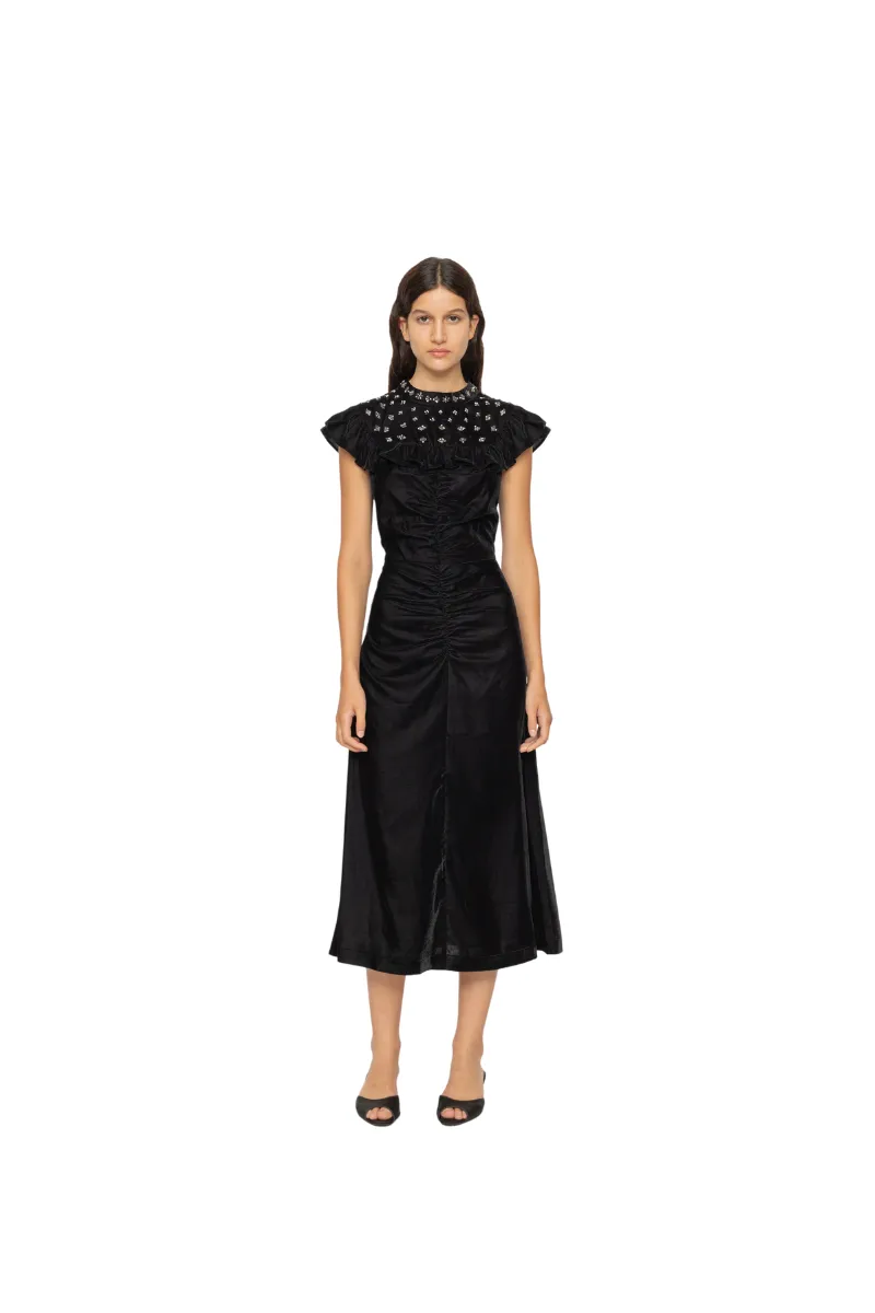 Caryl Beaded Velvet Dress