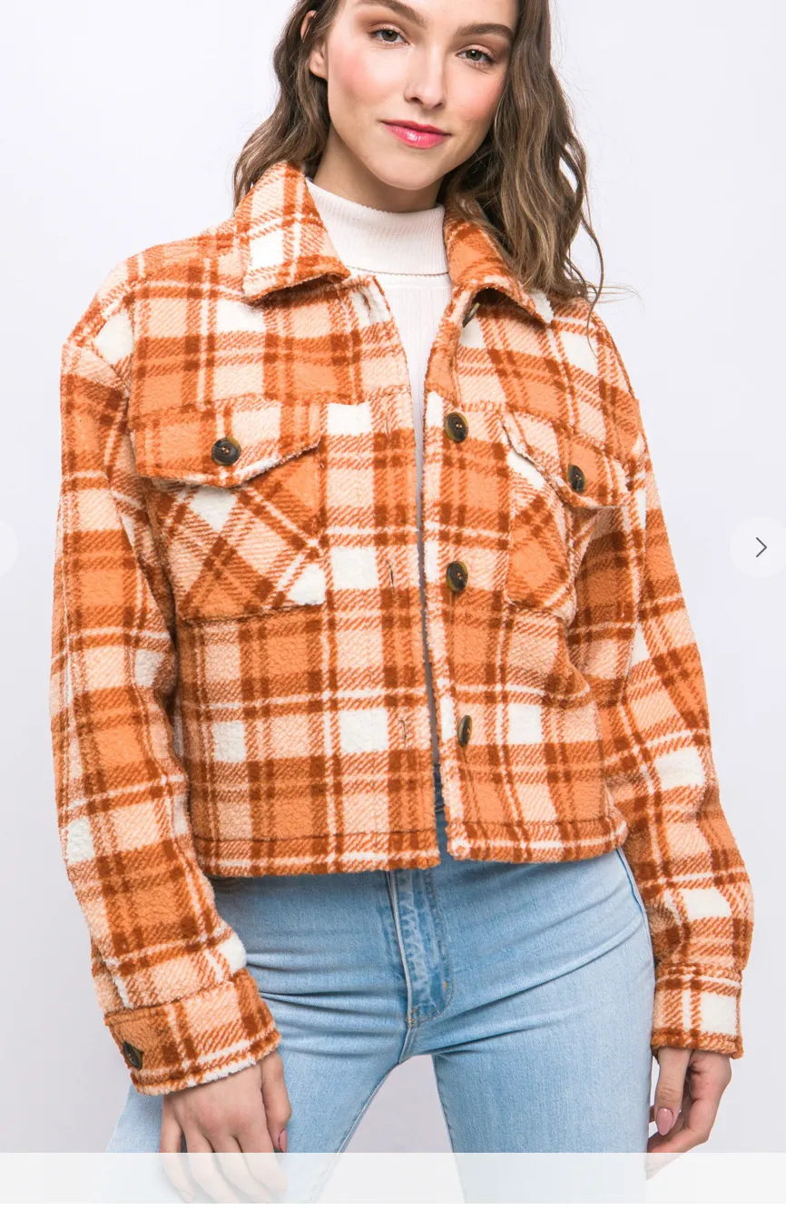 Casual Plaid Button Up Flannel W/ Front Pockets