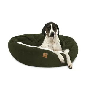Charlie's Snookie Hooded Corduroy Calming Dog Bed Olive Large