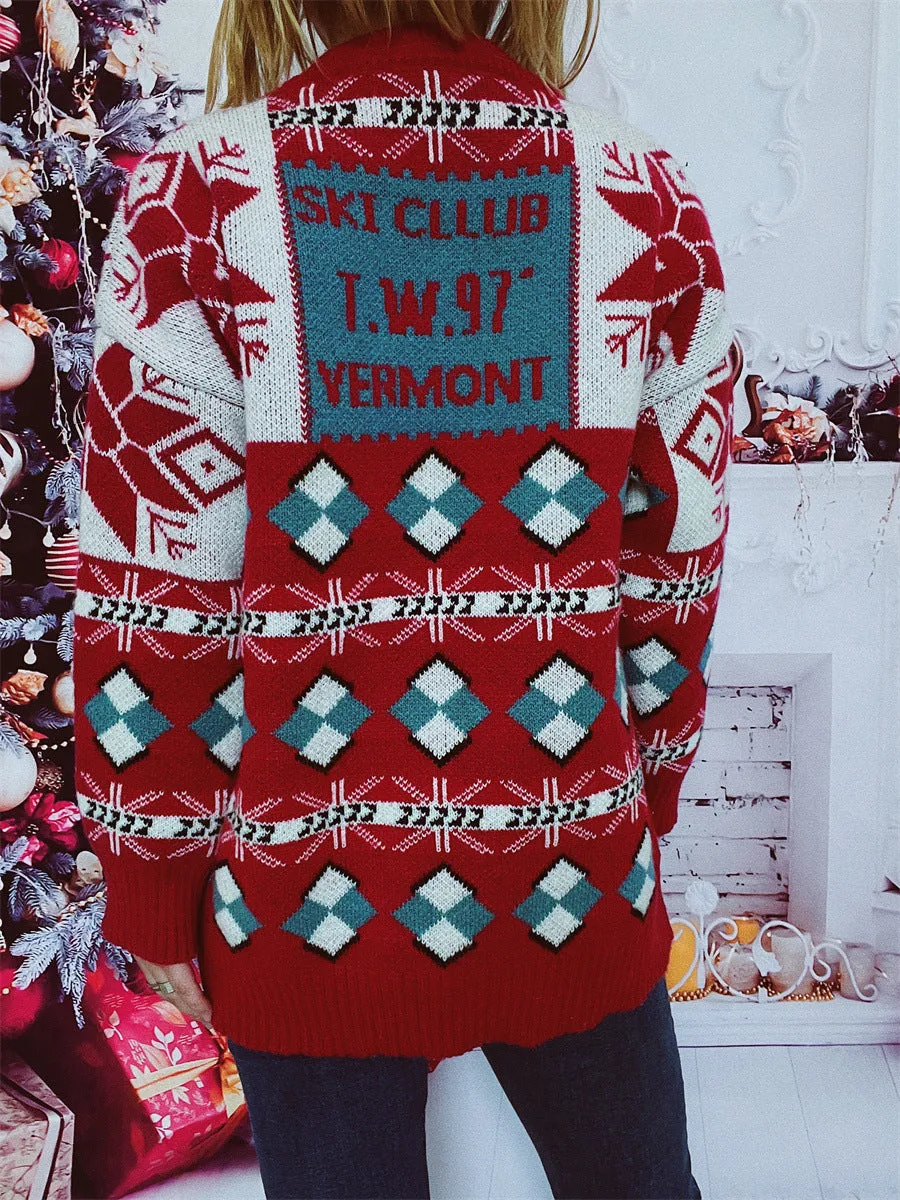 Christmas Fall and Winter Loose Round Neck Pullover Knitted Sweater