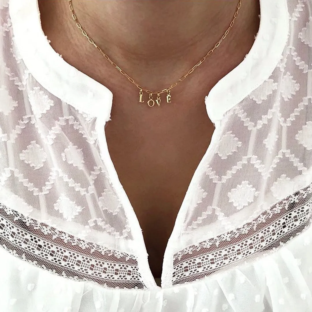 Chunky Chain Link Love Alphabet Word Pendant