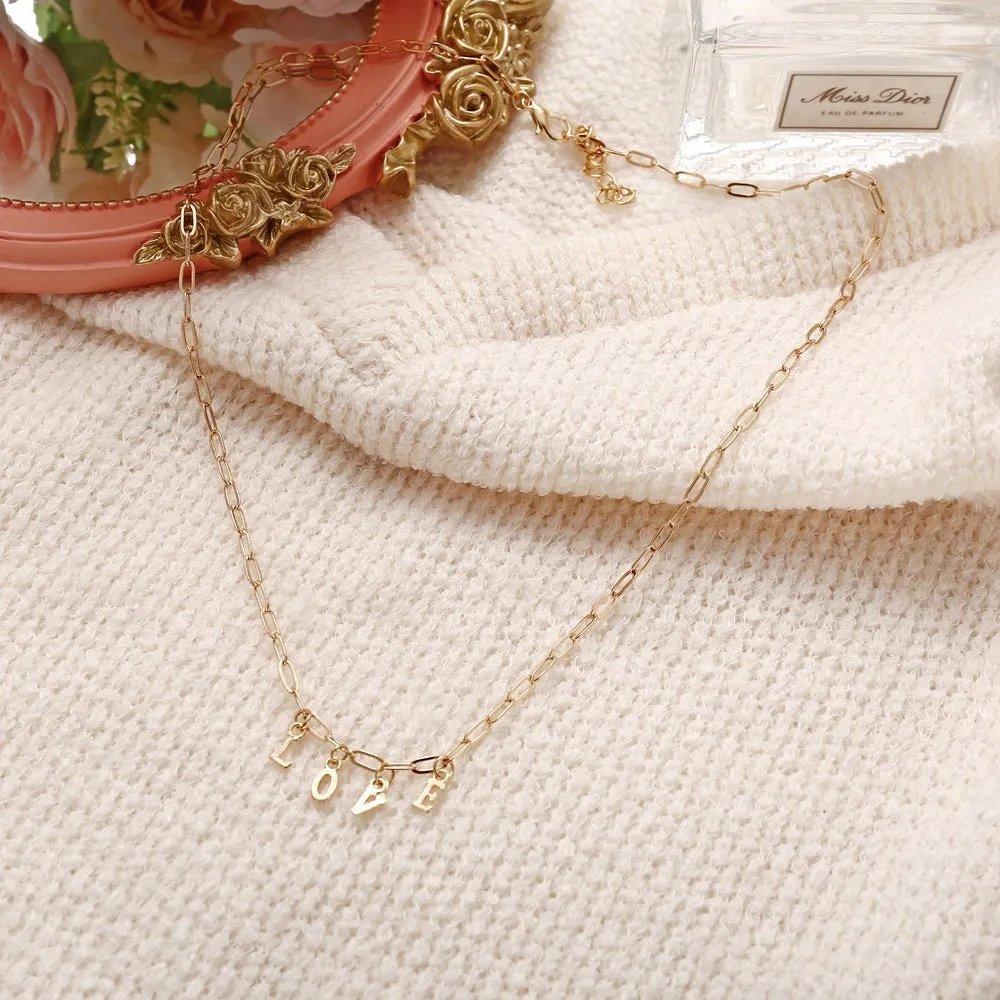 Chunky Chain Link Love Alphabet Word Pendant