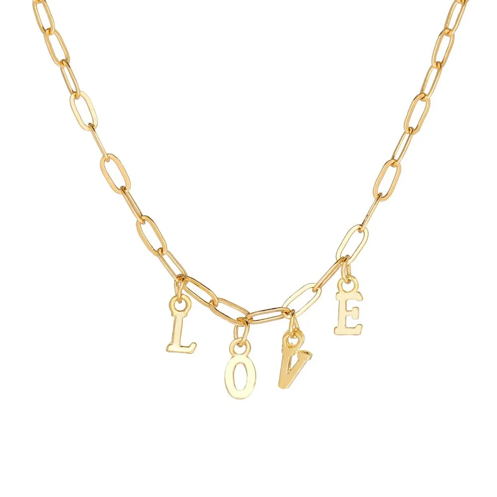 Chunky Chain Link Love Alphabet Word Pendant