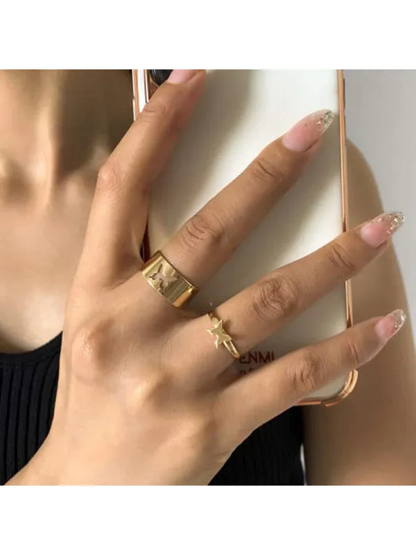 Combo of 2 Gold Plated Snake and Butterfly Couple Ring