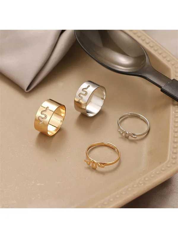 Combo of 2 Gold Plated Snake Matching Couple Ring