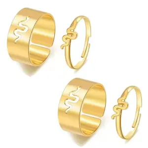 Combo of 2 Gold Plated Snake Matching Couple Ring