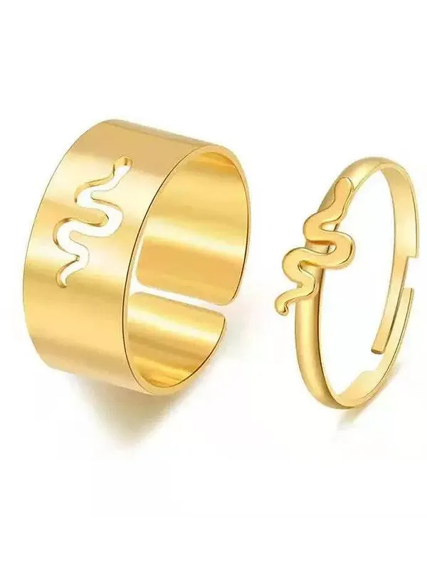 Combo of 2 Gold Plated Snake Matching Couple Ring