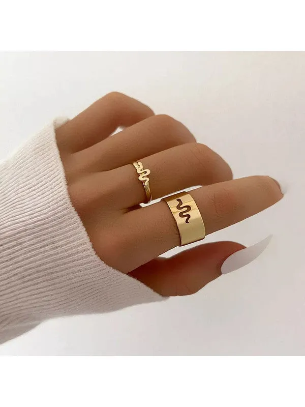 Combo of 2 Gold Plated Snake Matching Couple Ring