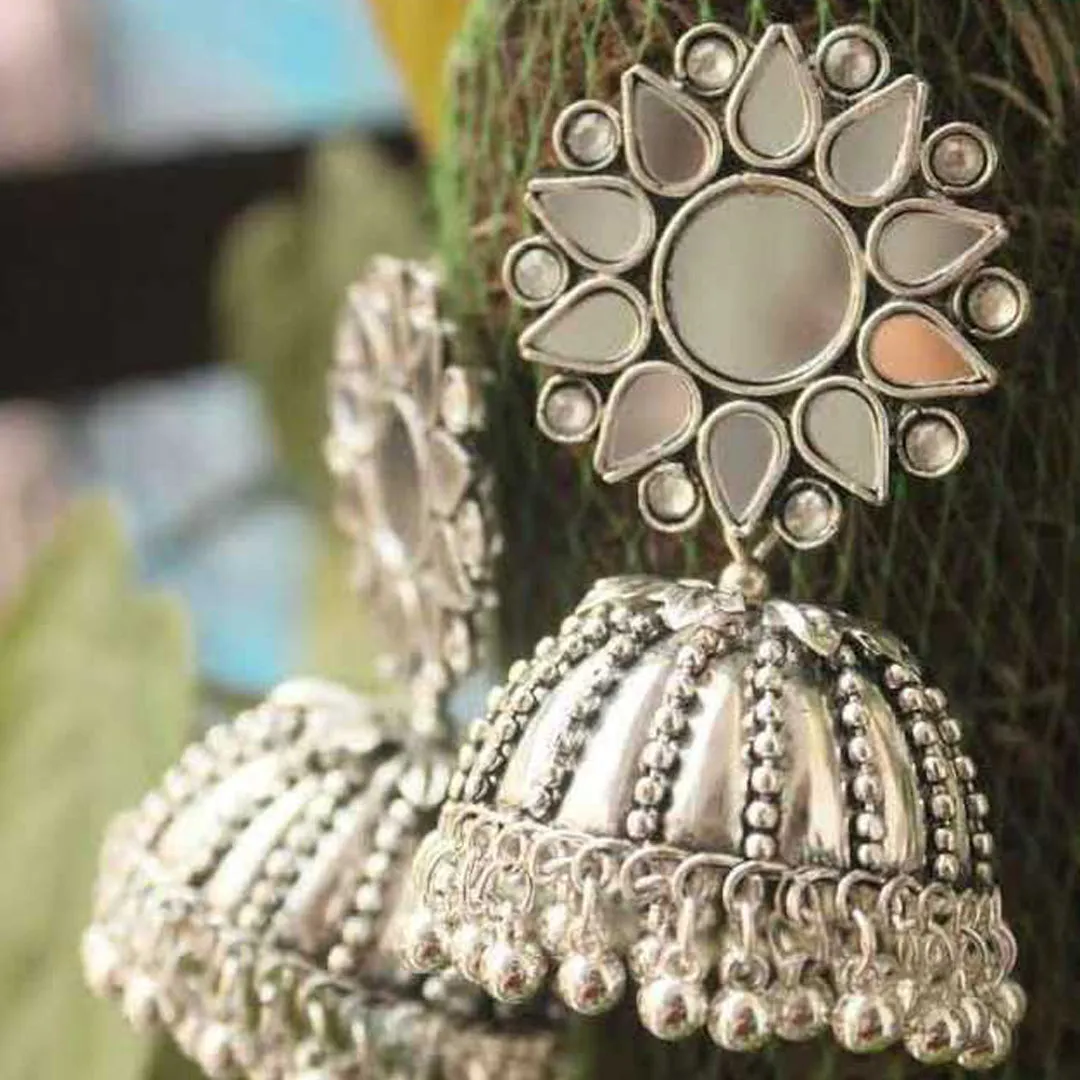 Combo of 2 layered Ghungroo and Mirror Stud Jhumki