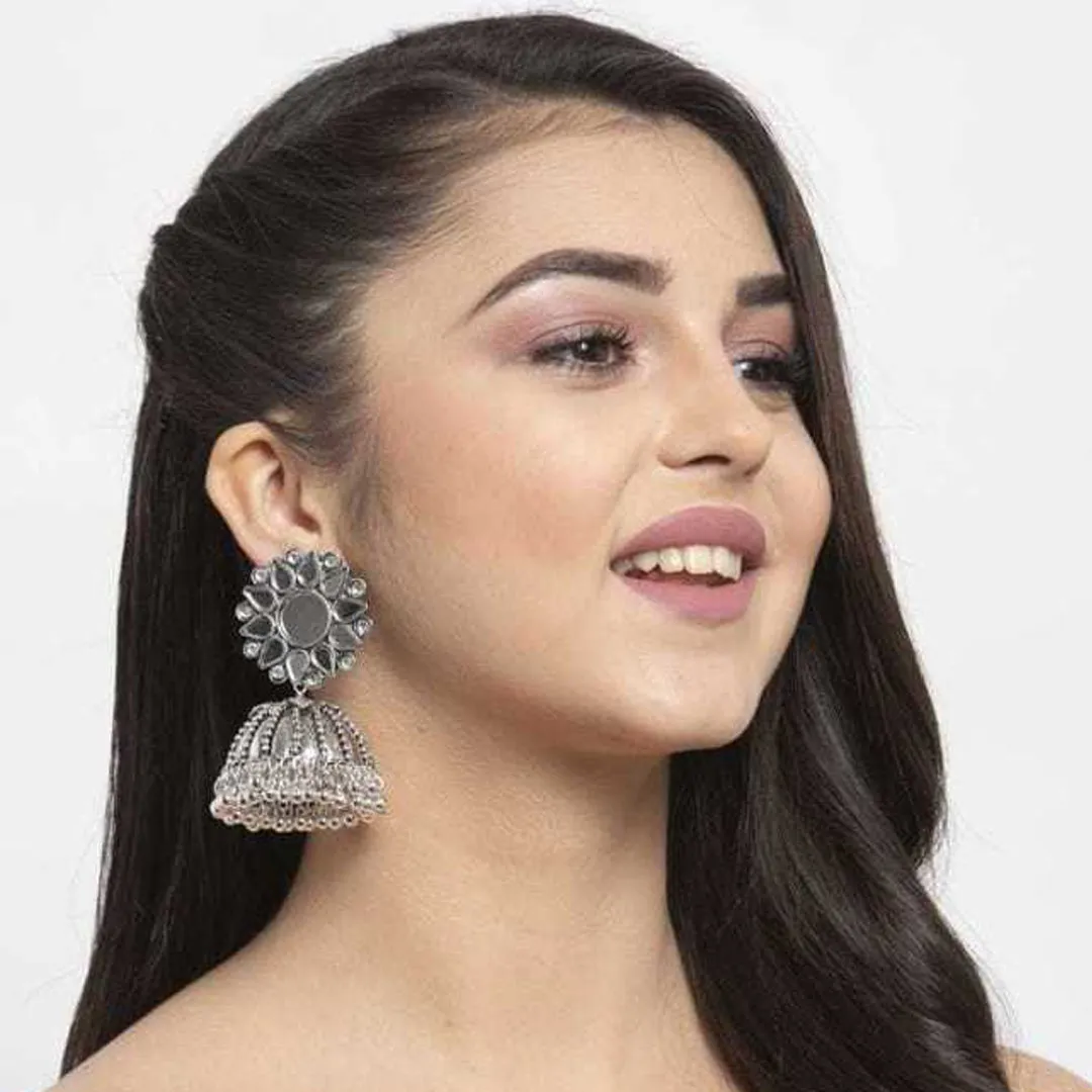Combo of 2 layered Ghungroo and Mirror Stud Jhumki