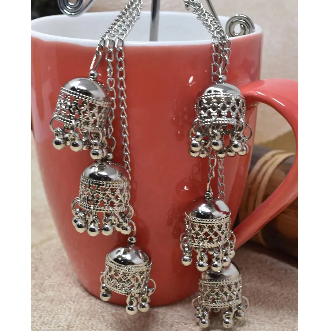 Combo of 2 layered Ghungroo and Mirror Stud Jhumki