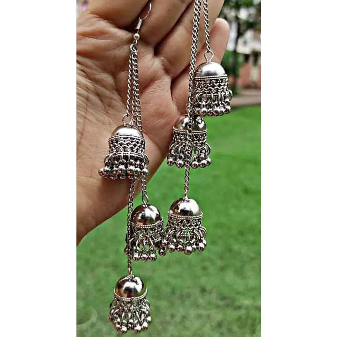 Combo of 2 layered Ghungroo and Mirror Stud Jhumki