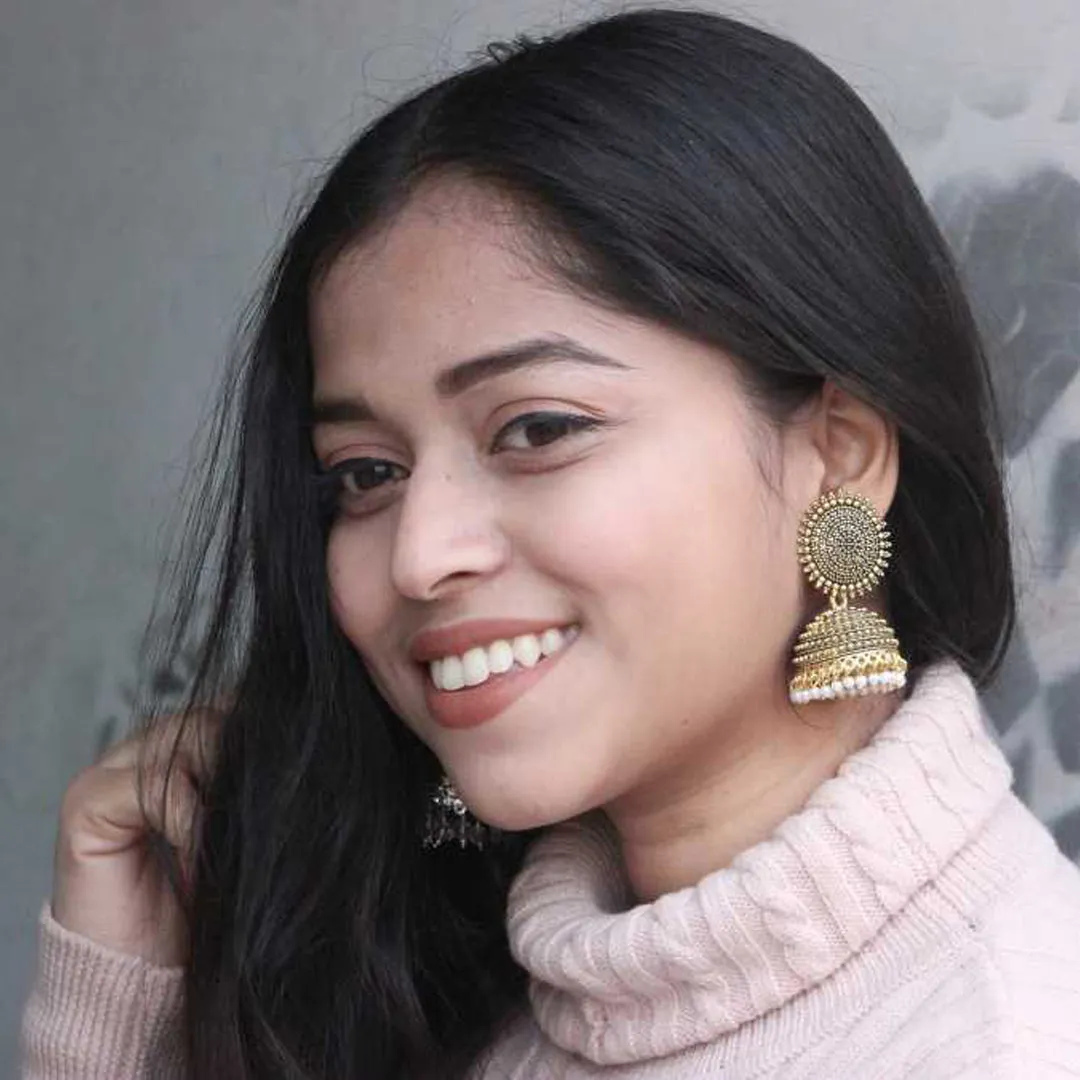 Combo of 2 Maroon and Golden Pearls Dome Shape Jhumki