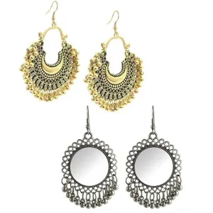 Combo of 2 Mirror Jhumki and Chandbali Earrings