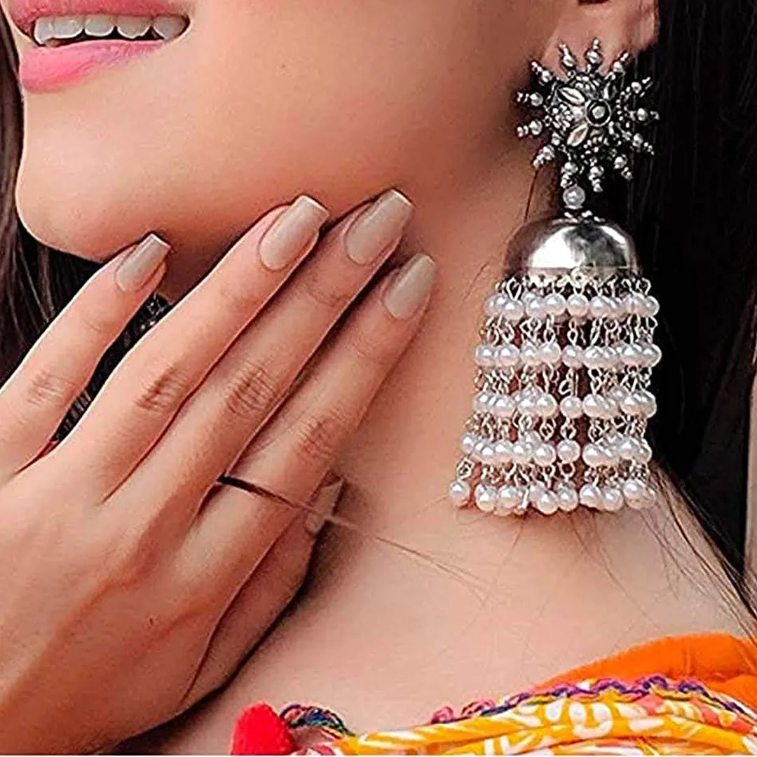 Combo of 2 Pearl Chandelier And Dome Jhumki