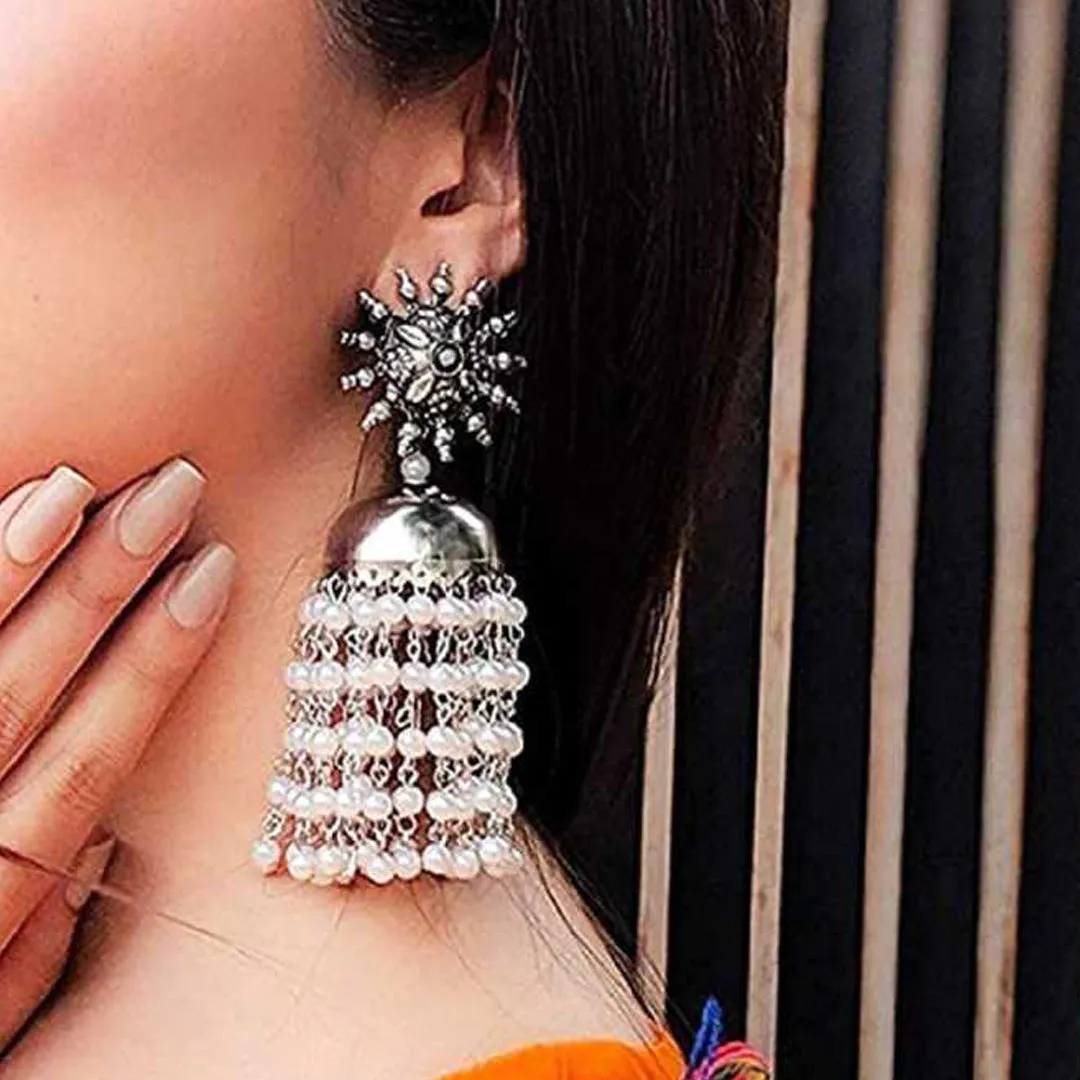 Combo of 2 Pearl Chandelier And Dome Jhumki