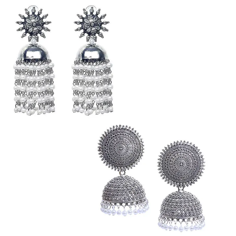 Combo of 2 Pearl Chandelier And Dome Jhumki