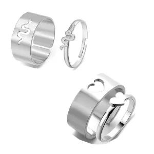 Combo of 2 Silver Plated Snake and Heart Couple Ring