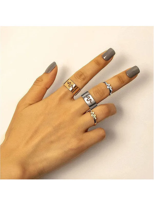 Combo of 2 Silver Plated Snake Matching Couple Ring