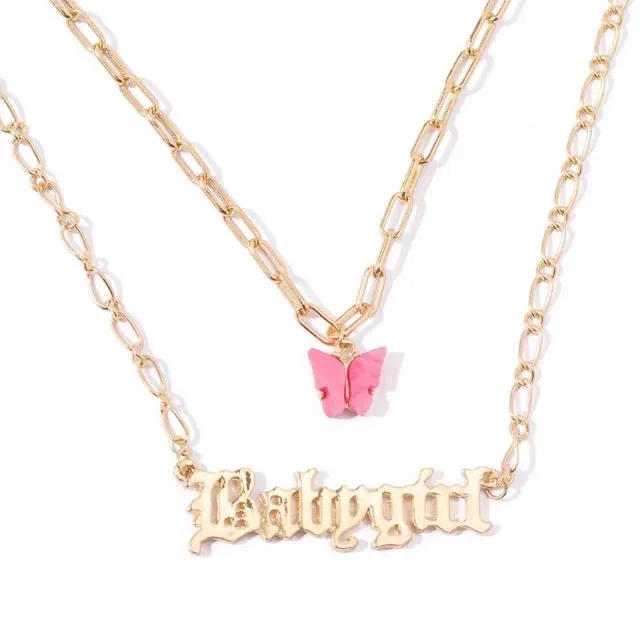 Combo Of 2 Triple & Double Layered Butterfly Pendant