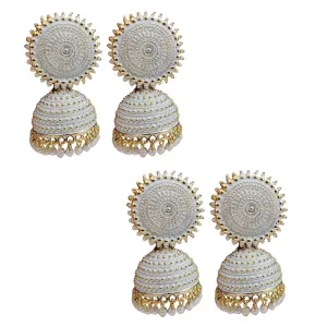 Combo of 2 White Pearls Drop Dome Shape Jhumki