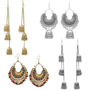 Combo of 4 Oxidized Beads Hanging Jhumki
