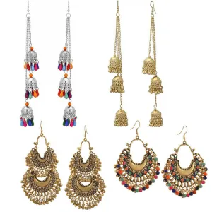 Combo of 4 Silver And Golden Layered Jhumki