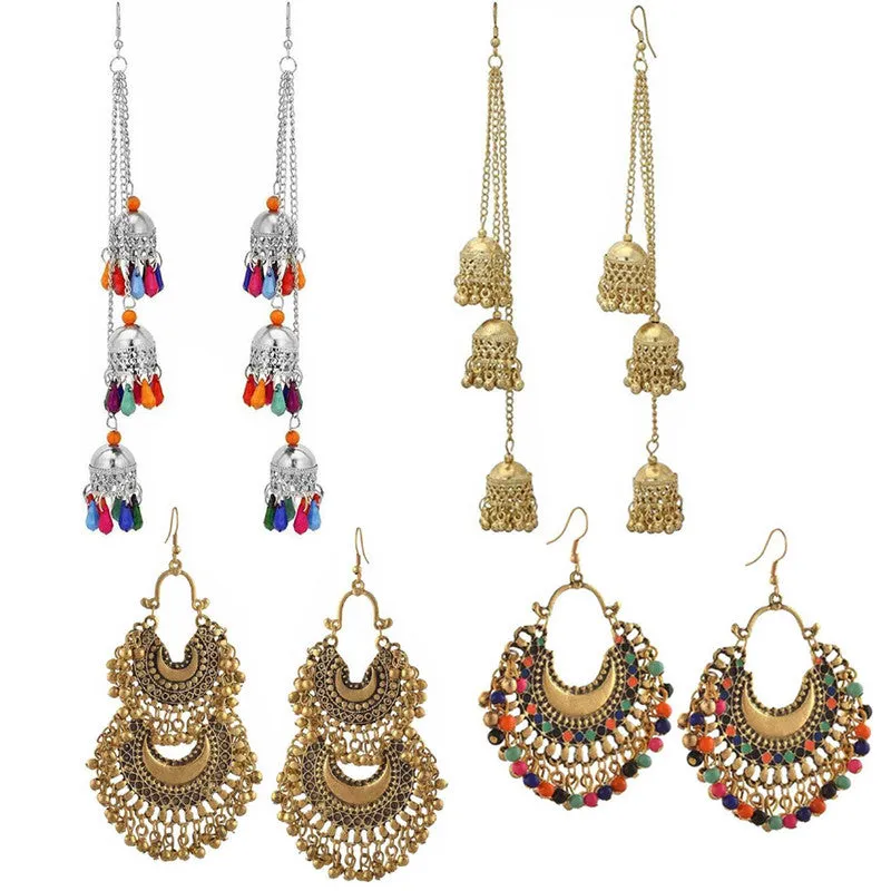 Combo of 4 Silver And Golden Layered Jhumki