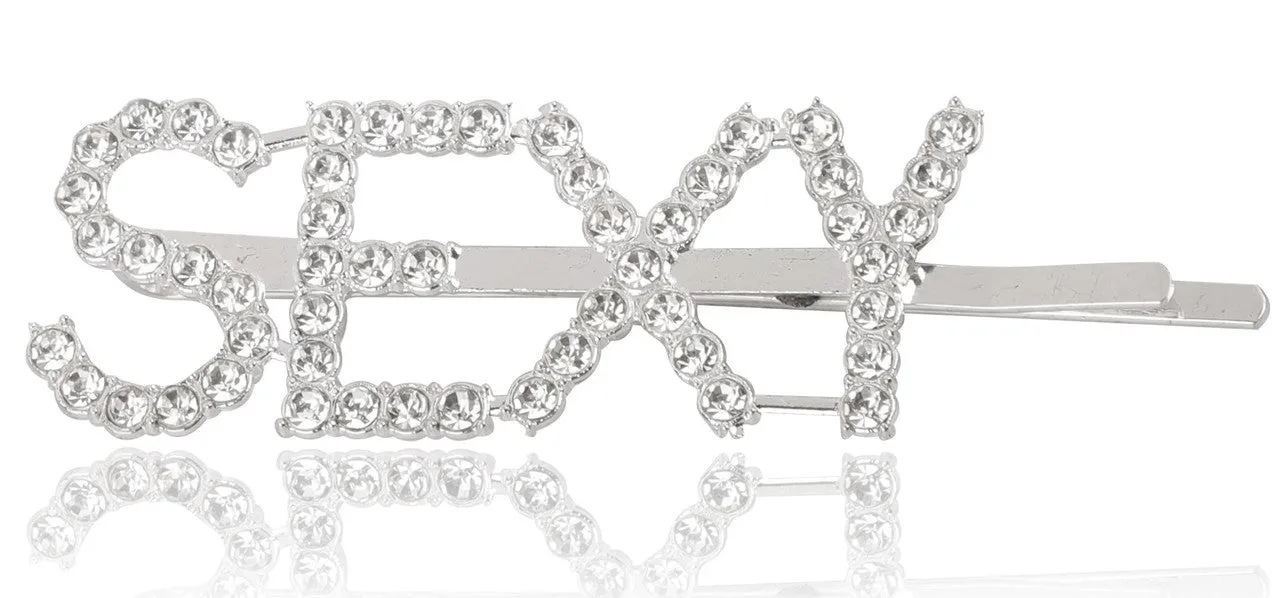 Combo Of 4 Silver Love Kiss Baby and Sexy Hairclip