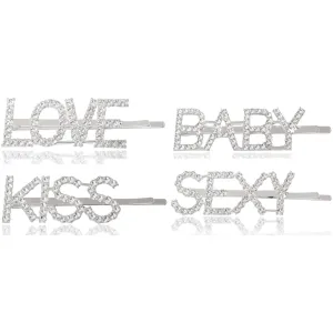 Combo Of 4 Silver Love Kiss Baby and Sexy Hairclip