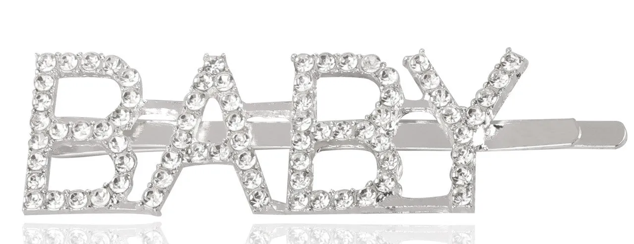 Combo Of 4 Silver Love Kiss Baby and Sexy Hairclip