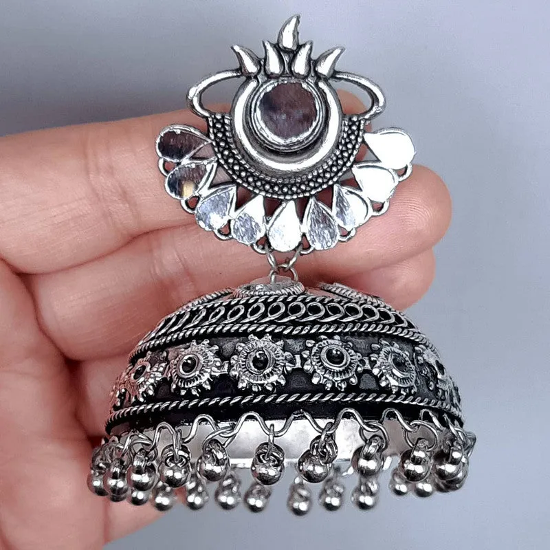 Combo of Mirror Jhumki and Bahubali Earrings With Maang Tikka