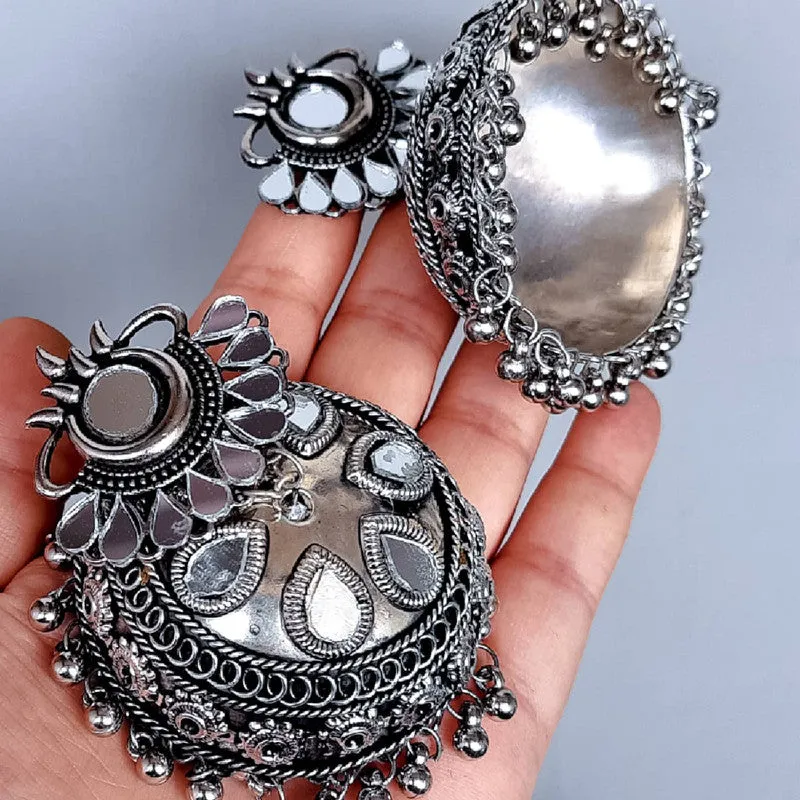 Combo of Mirror Jhumki and Bahubali Earrings With Maang Tikka
