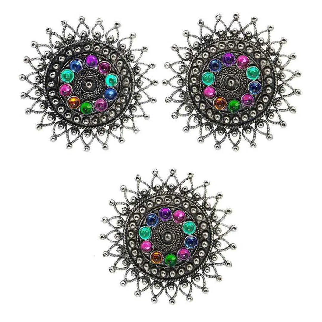 Combo of Multicolor Stones Stud Earrings With Ring