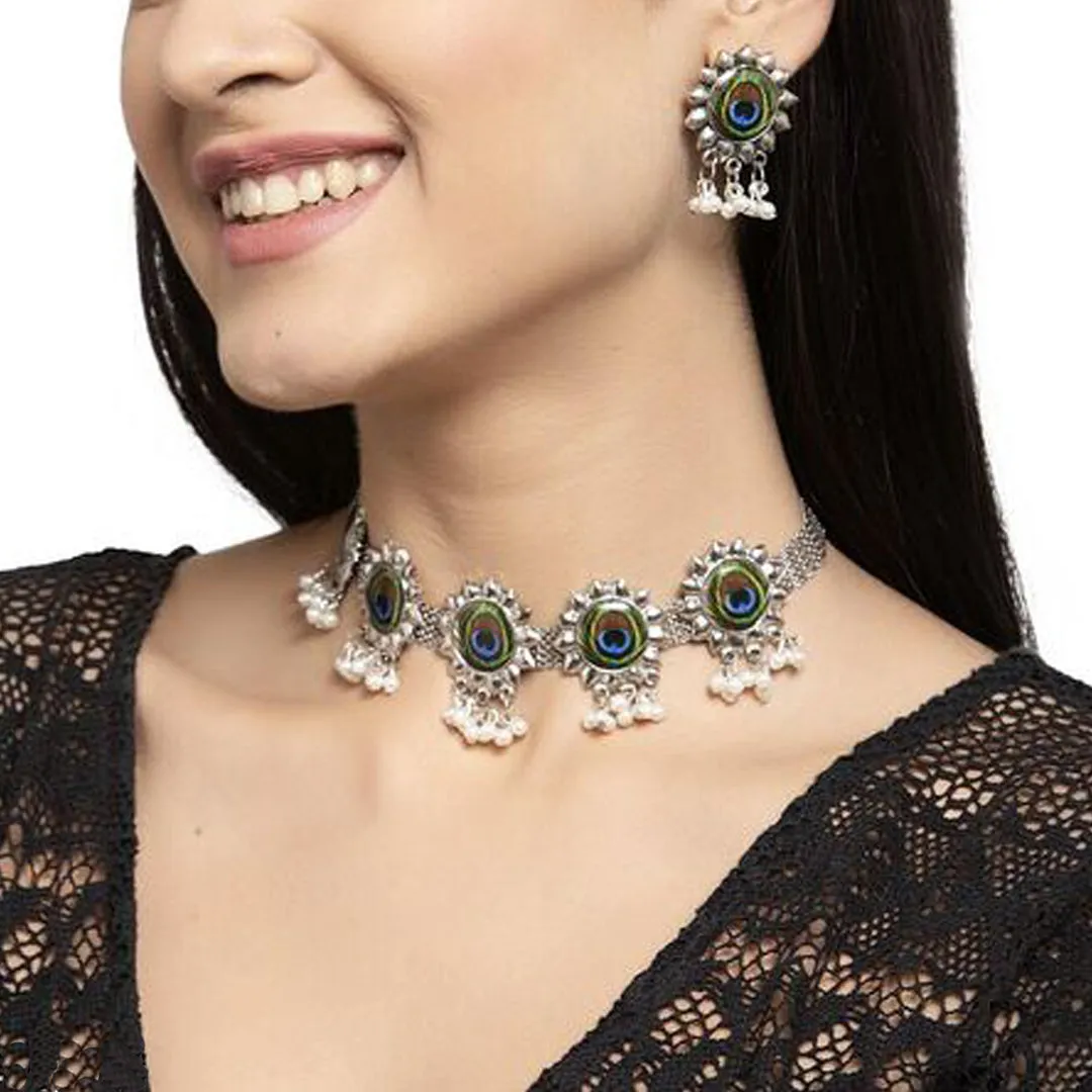 Combo of Pearl Silver Jewelry Set and Chandelier Earrings