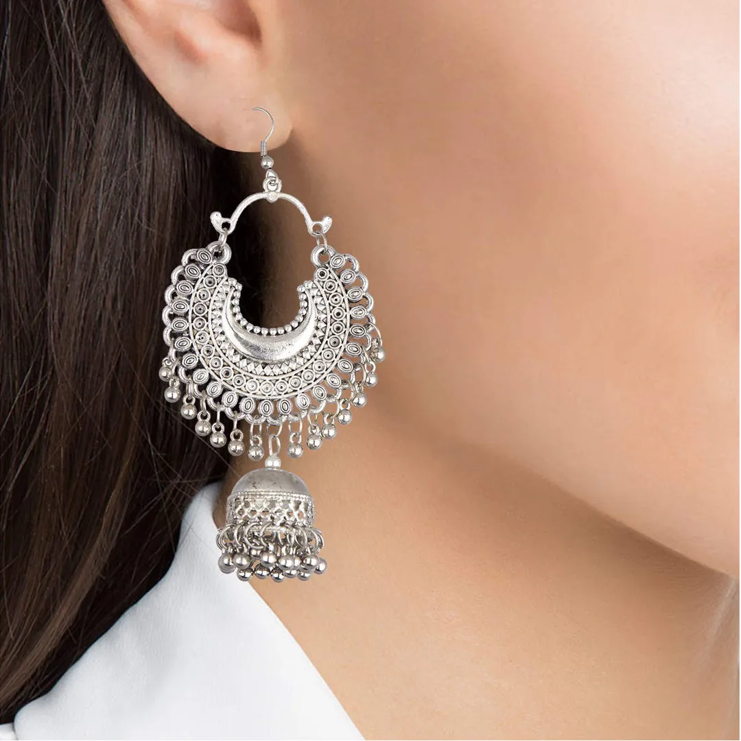Combo of Silver Lotus Jewelry Set and Jhumki