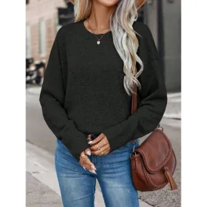 crewneck soft knit preppy minimalist sweater charcoal gray