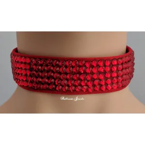 Crystal Ballroom Choker 1 inch - Light Siam Red