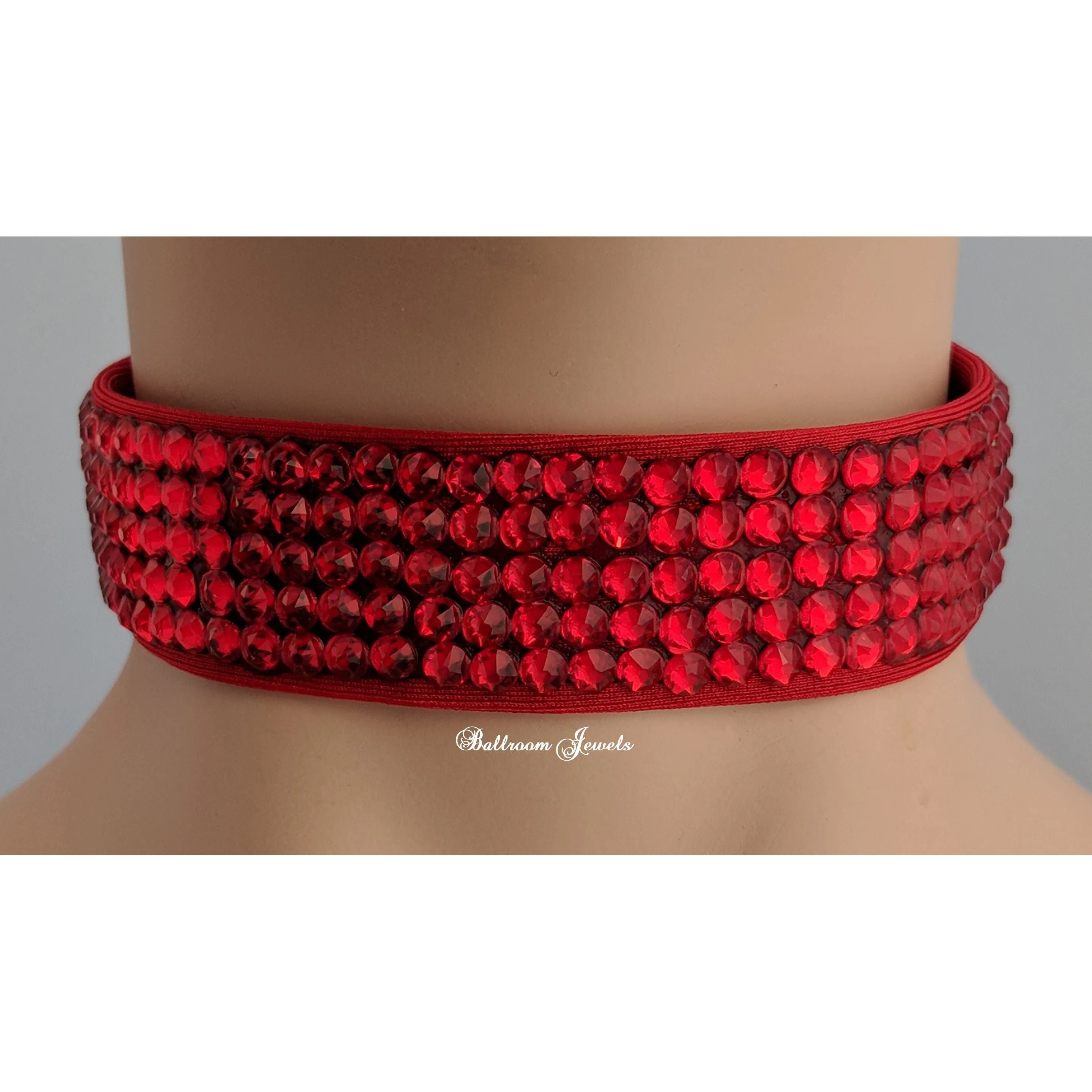 Crystal Ballroom Choker 1 inch - Light Siam Red