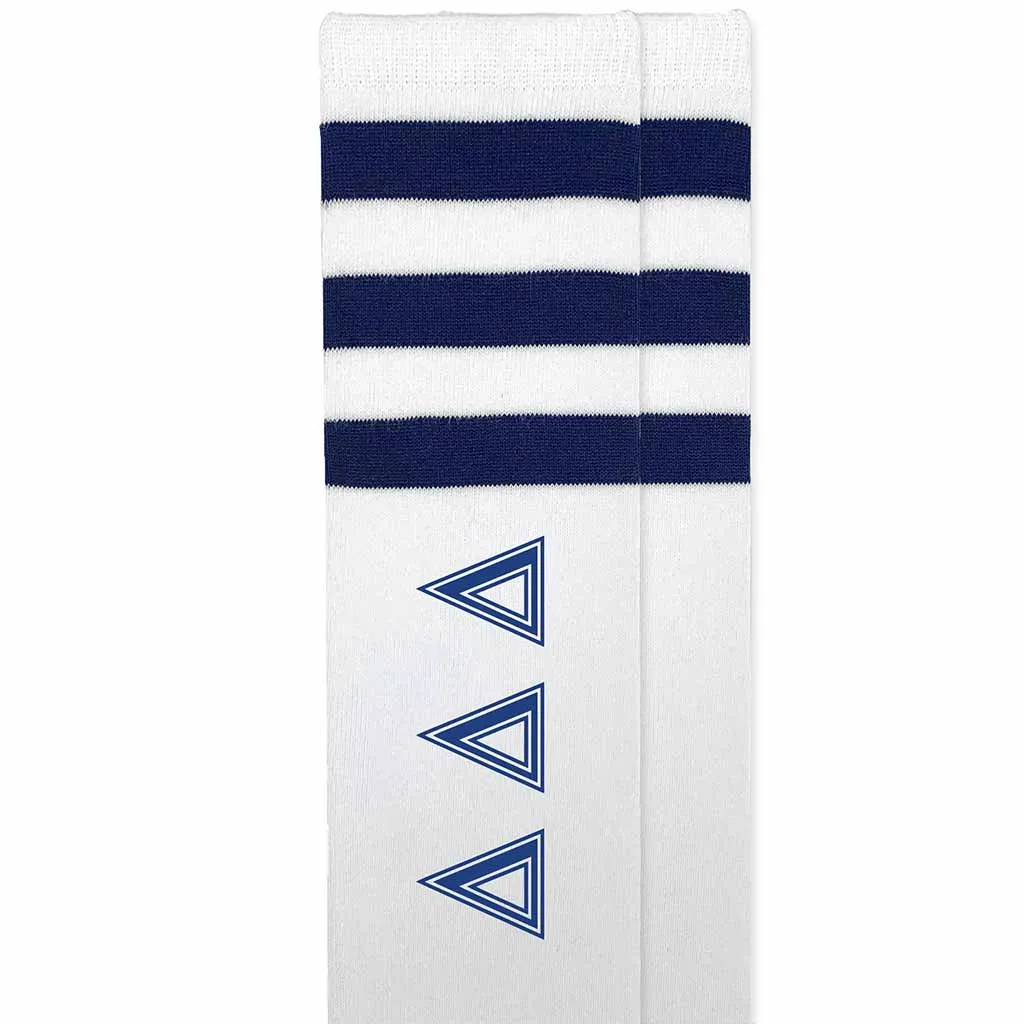 Delta Delta Delta Printed Striped Knee High Socks