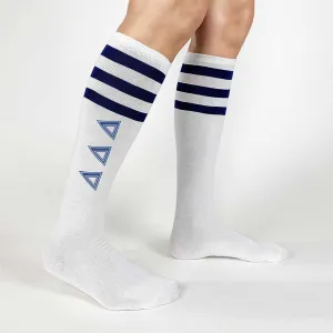 Delta Delta Delta Printed Striped Knee High Socks