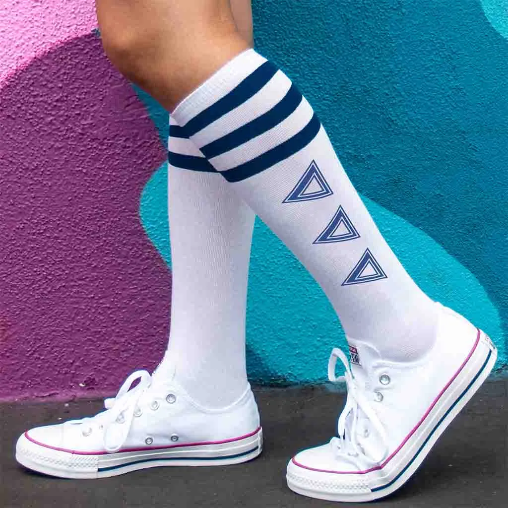 Delta Delta Delta Printed Striped Knee High Socks