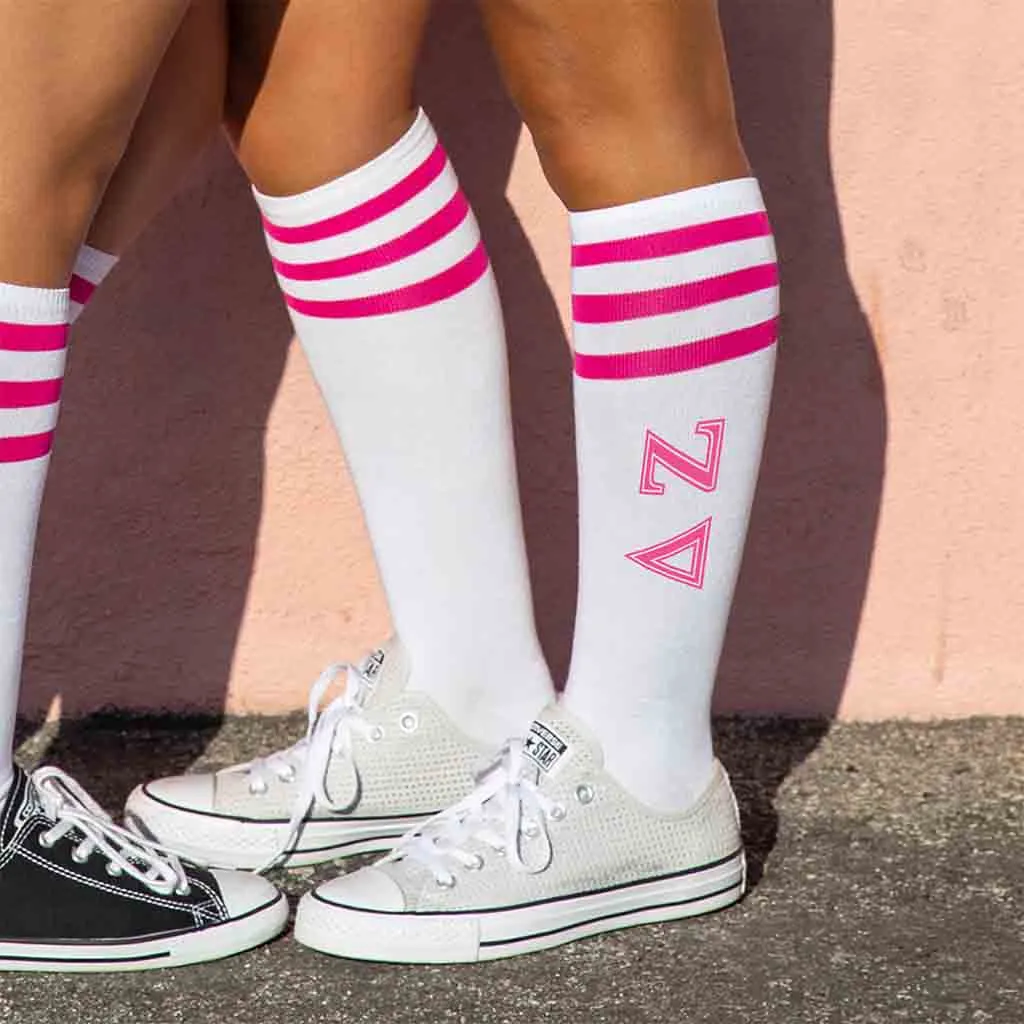 Delta Zeta Printed Striped Knee High Socks