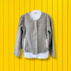 Dolan | Left Coast | Anthro | Soft Ivory/Black Striped Fleece Jacket (SIZE M)