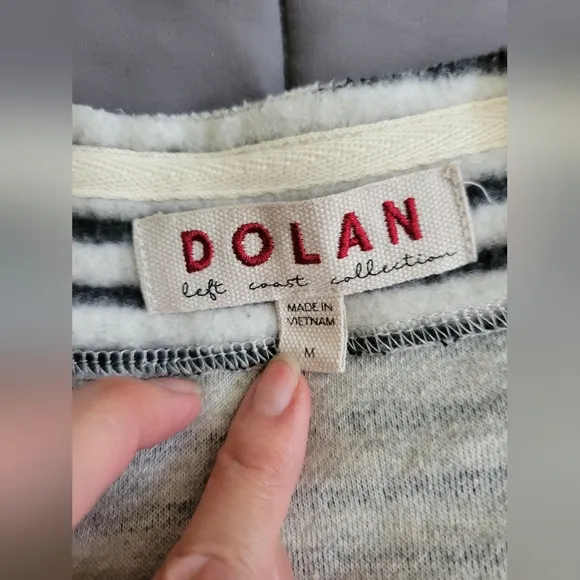 Dolan | Left Coast | Anthro | Soft Ivory/Black Striped Fleece Jacket (SIZE M)